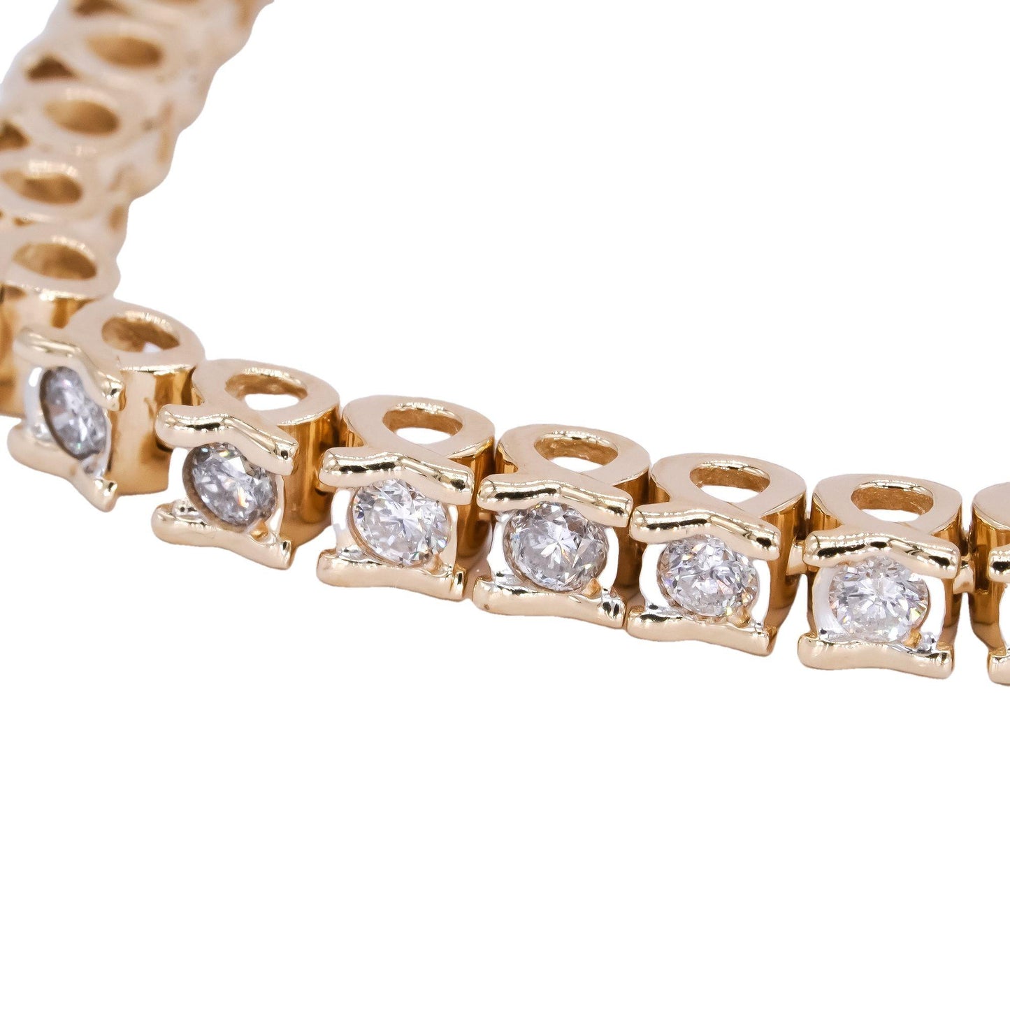 14k Yellow Gold 2.50CT Diamond Half Bezel Set Fancy Tennis Bracelet