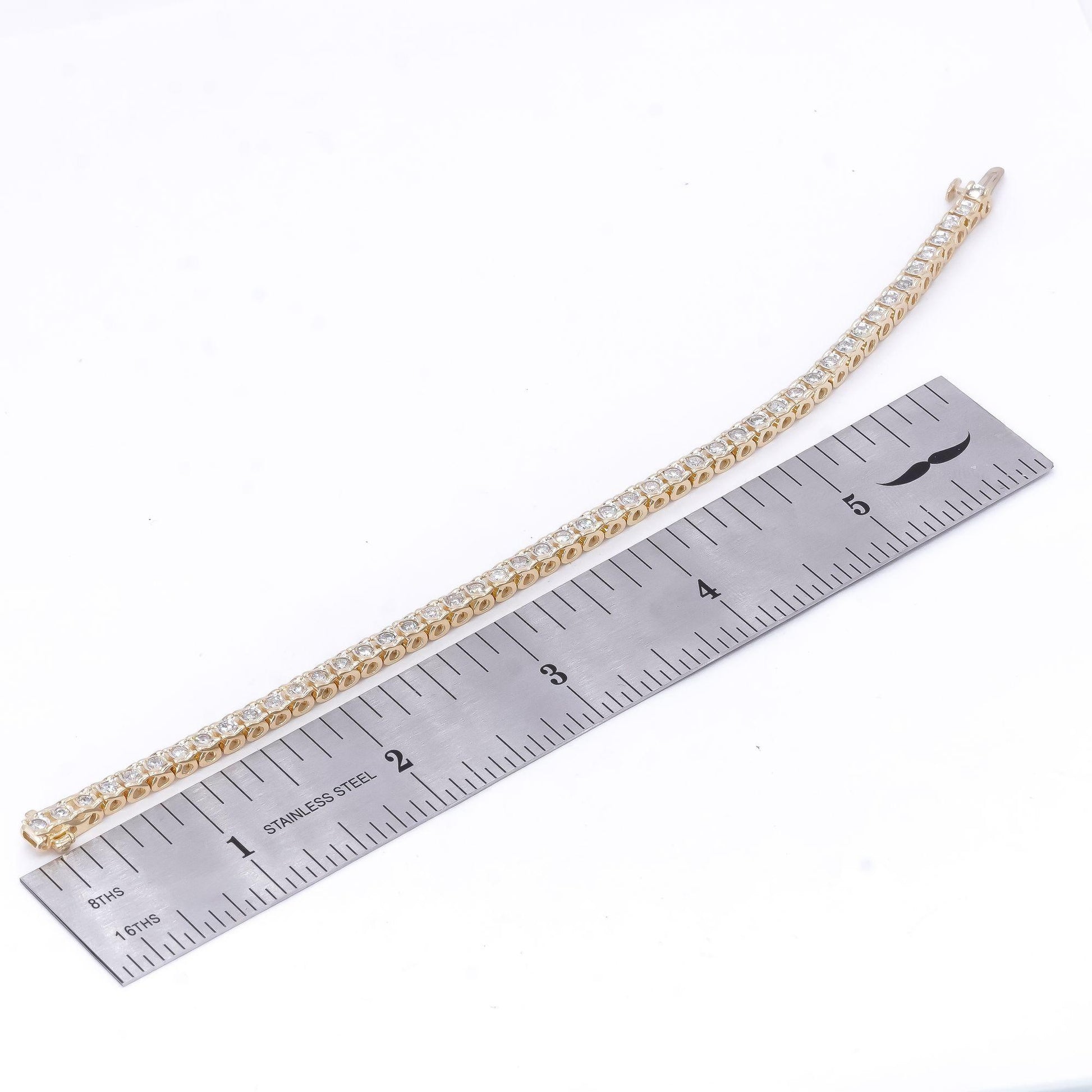 14k Yellow Gold 2.50CT Diamond Half Bezel Set Fancy Tennis Bracelet