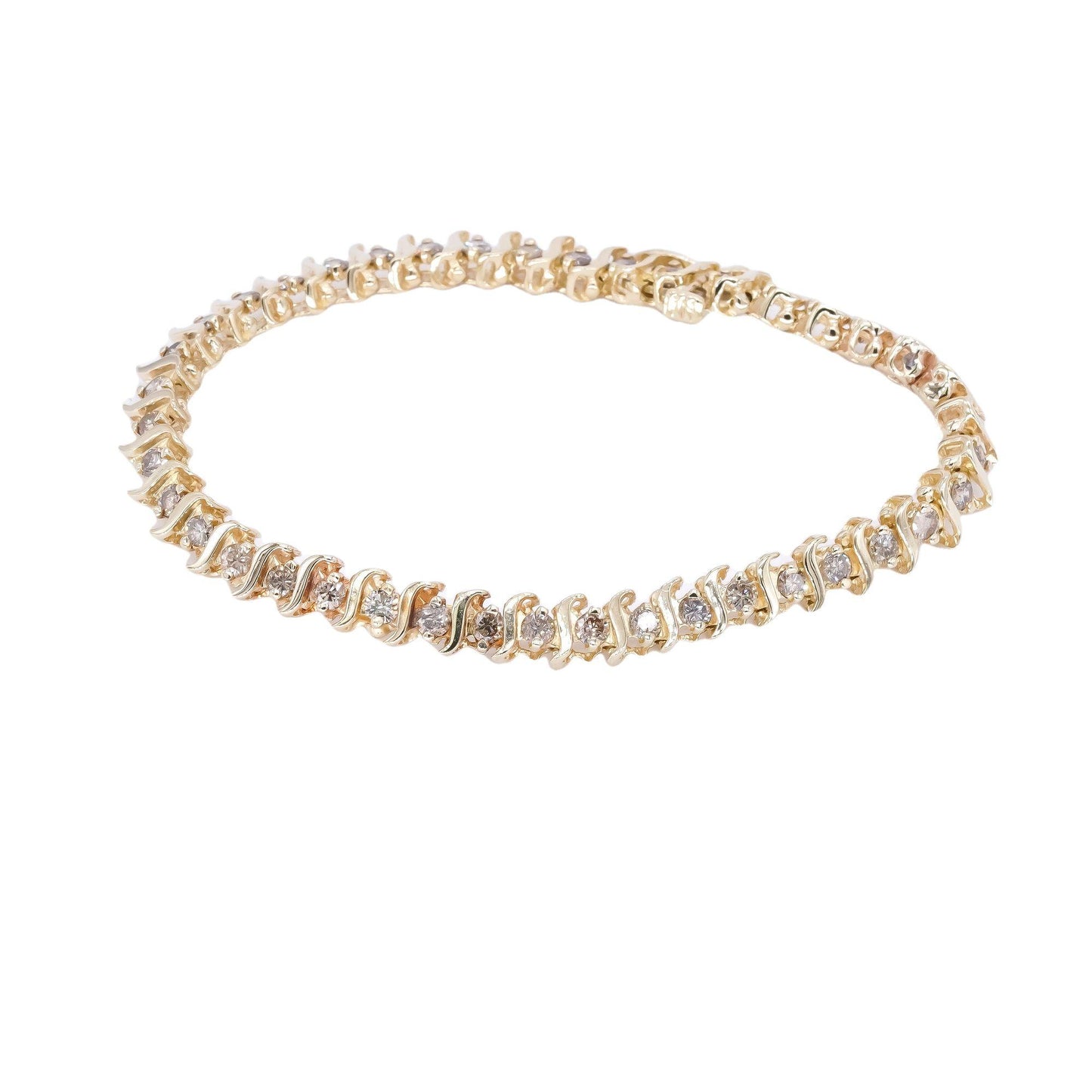 10k Yellow Gold Jewelry 2.0CT Diamond S Link Tennis Bracelet