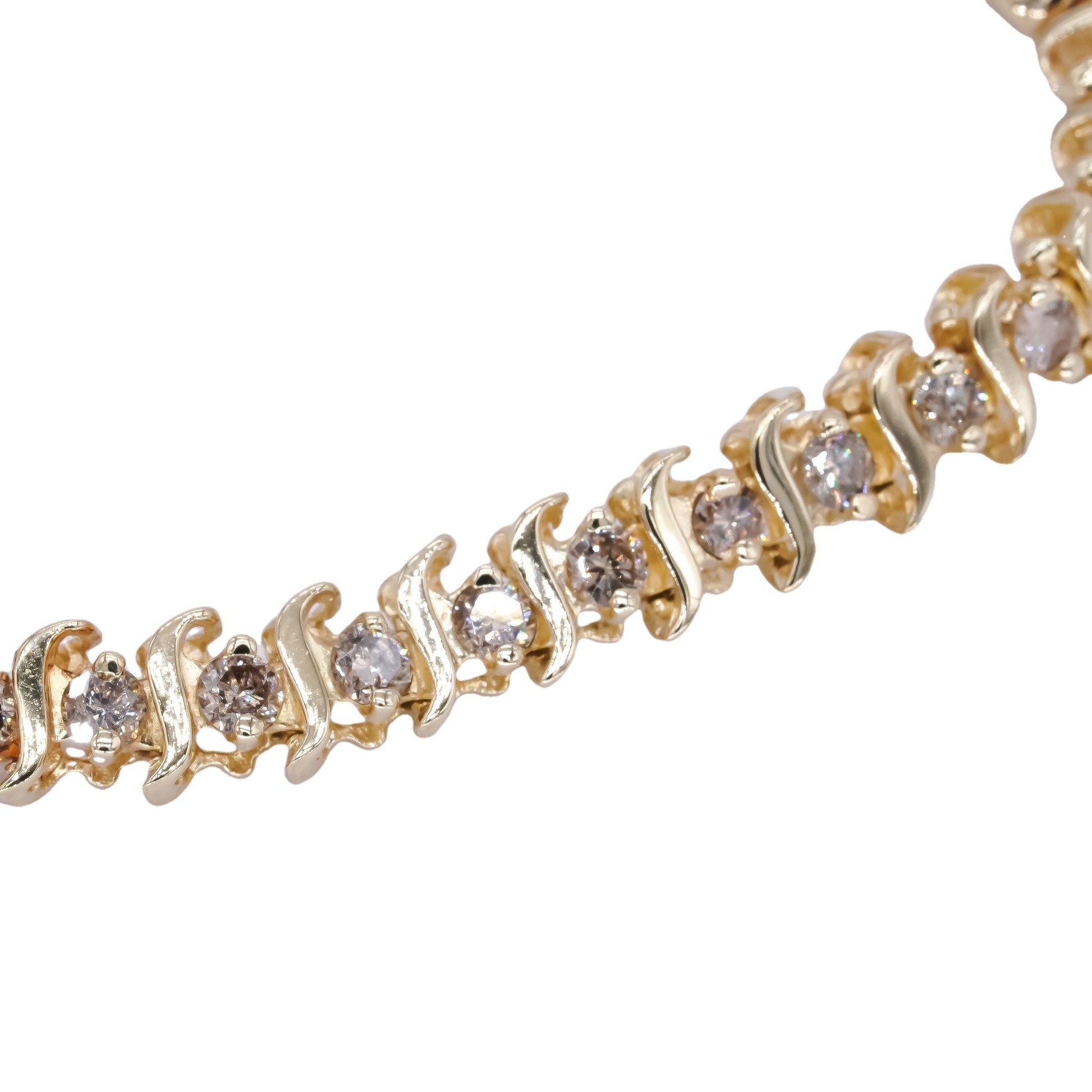 10k Yellow Gold Jewelry 2.0CT Diamond S Link Tennis Bracelet