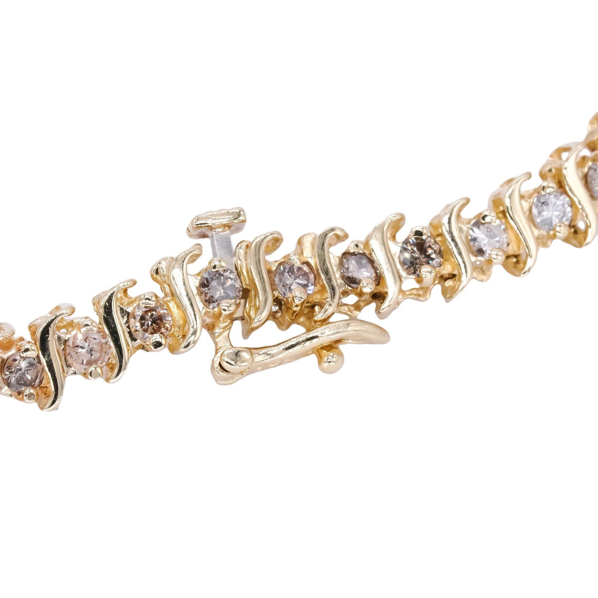 10k Yellow Gold Jewelry 2.0CT Diamond S Link Tennis Bracelet