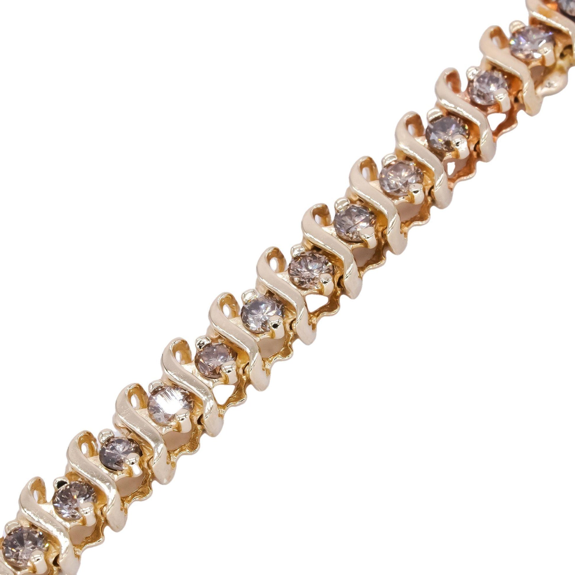 10k Yellow Gold Jewelry 2.0CT Diamond S Link Tennis Bracelet