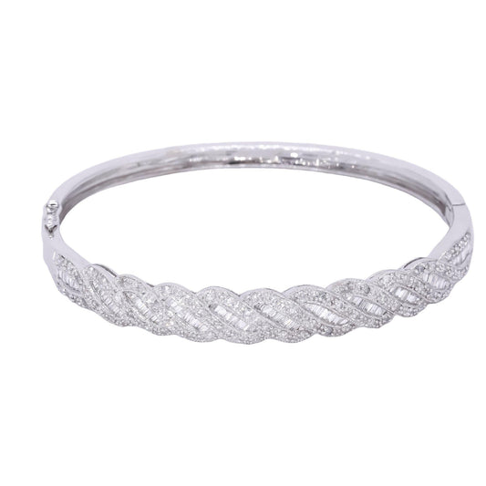 14k White Gold Jewelry 2.60CT Diamond Bangle Bracelet