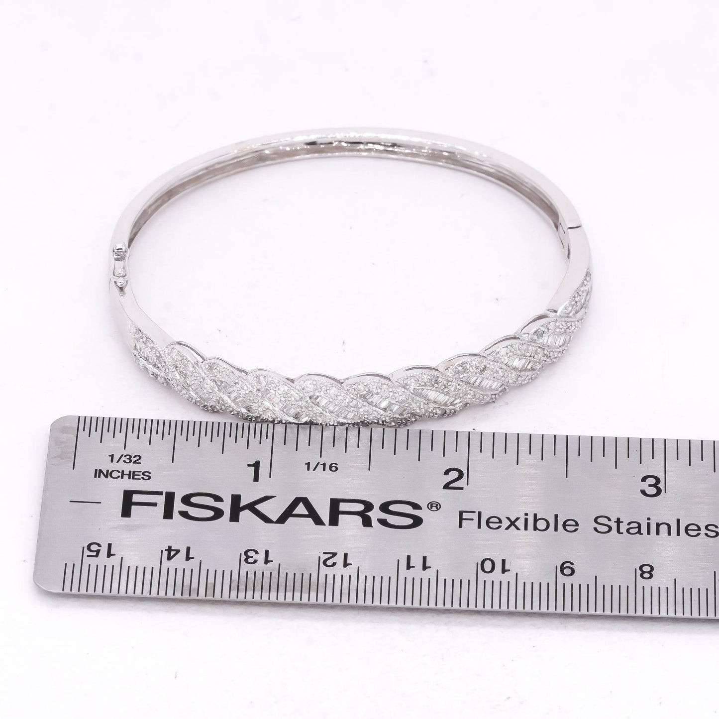 14k White Gold Jewelry 2.60CT Diamond Bangle Bracelet