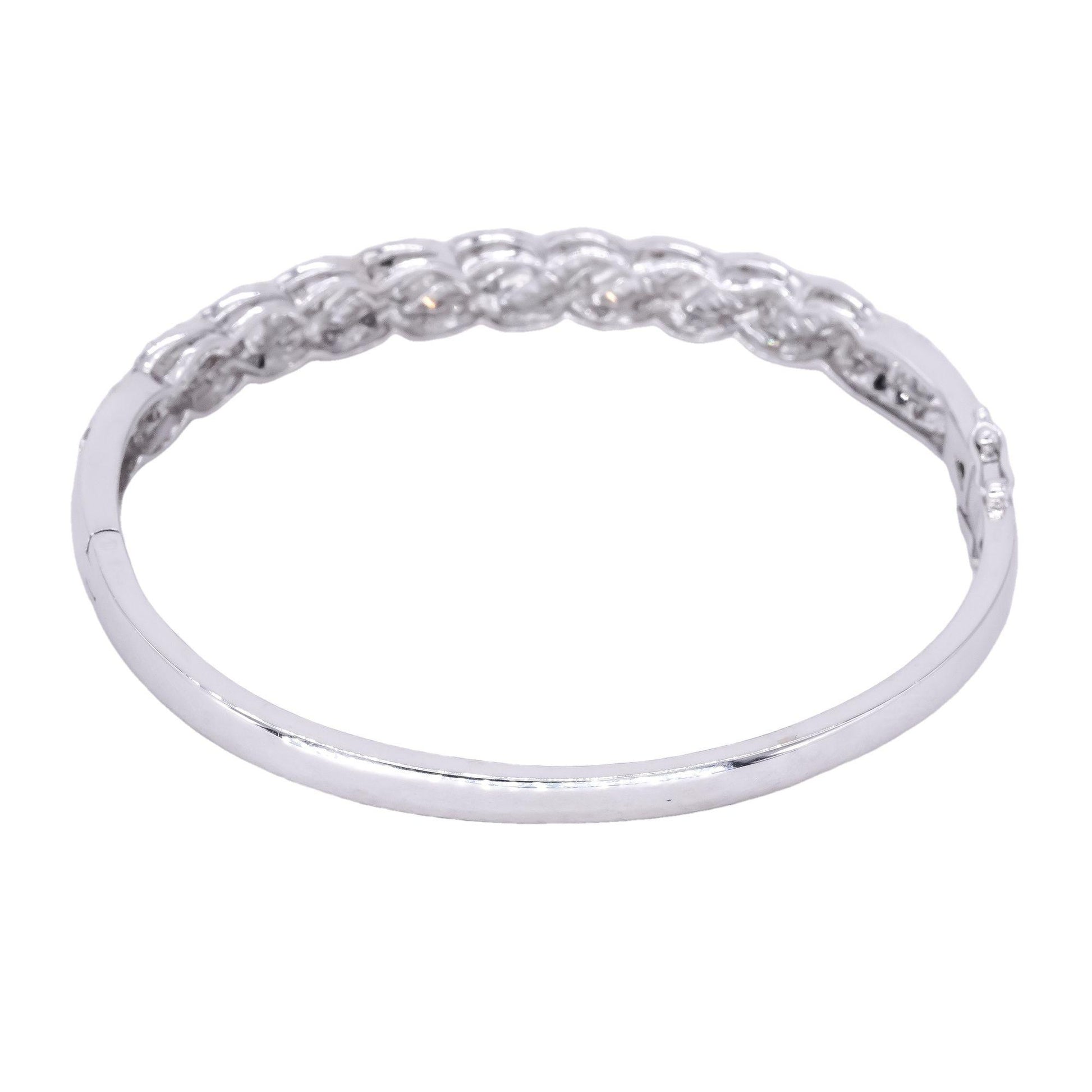 14k White Gold Jewelry 2.60CT Diamond Bangle Bracelet