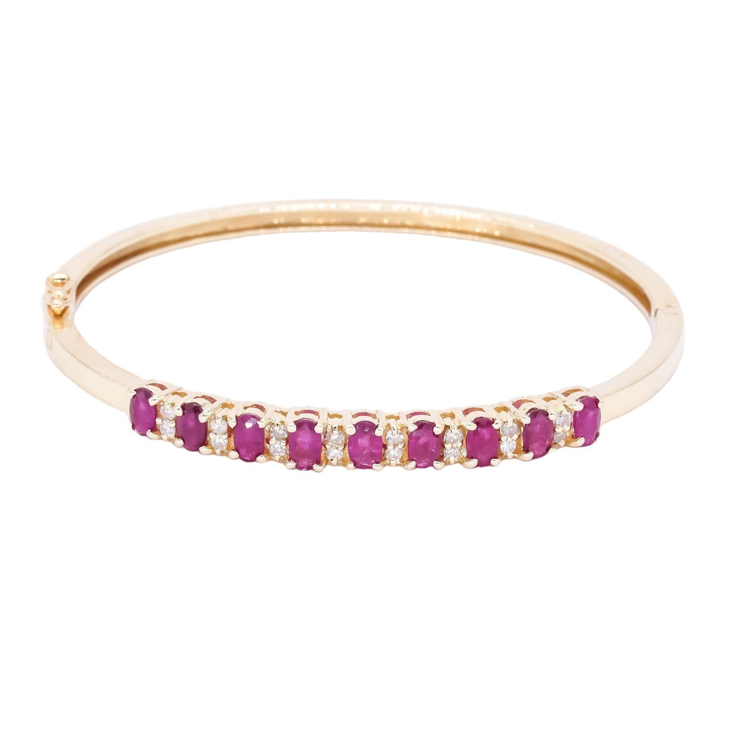 14k Yellow Gold Jewelry 1.85CT Diamond and Ruby Bangle Bracelet