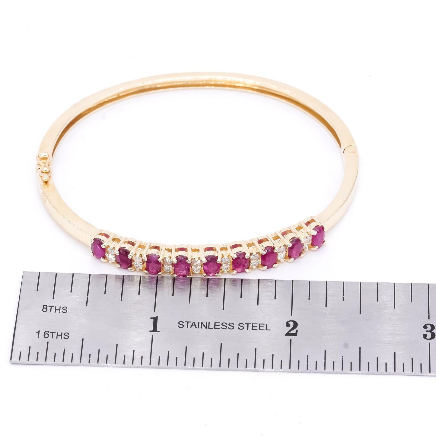 14k Yellow Gold Jewelry 1.85CT Diamond and Ruby Bangle Bracelet