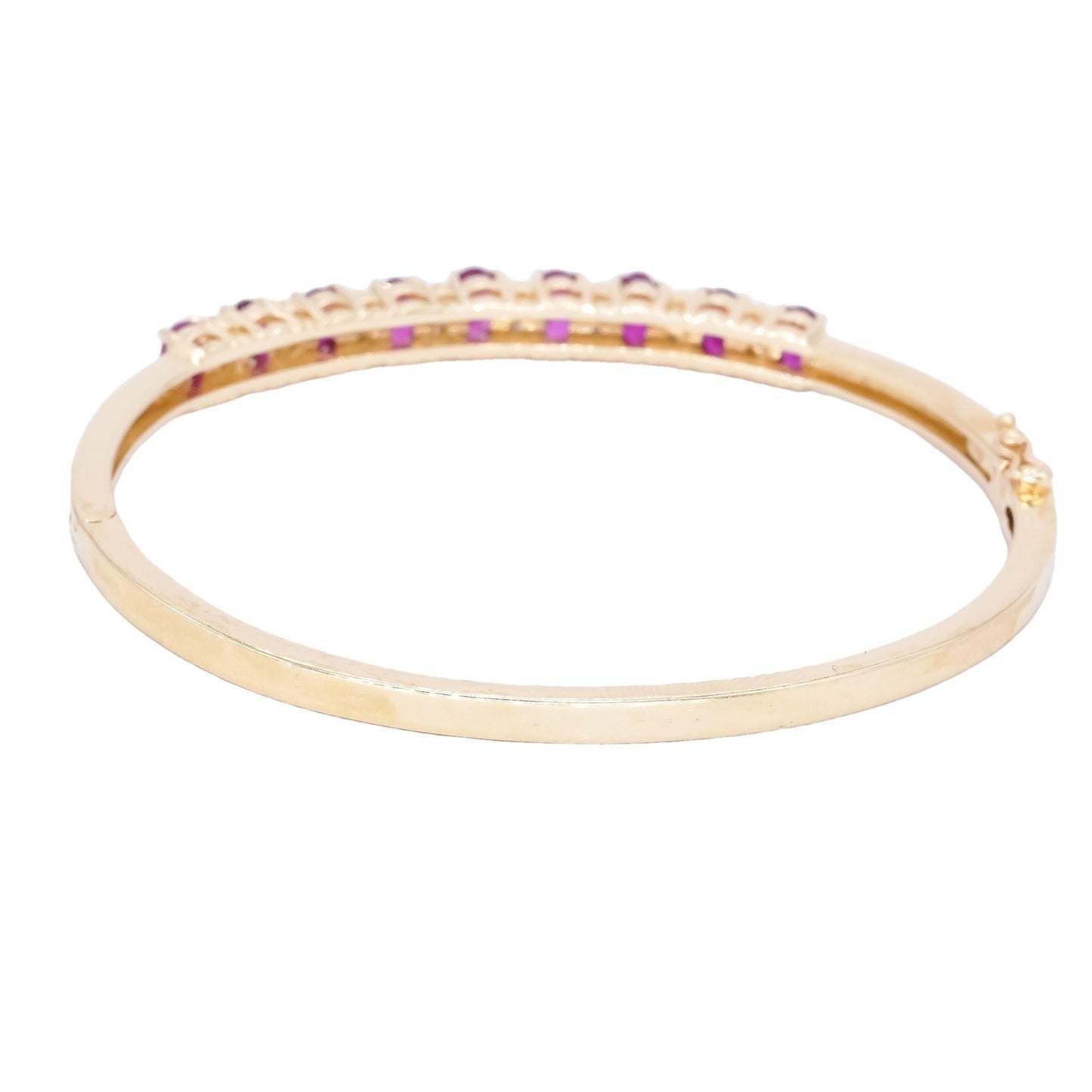 14k Yellow Gold Jewelry 1.85CT Diamond and Ruby Bangle Bracelet