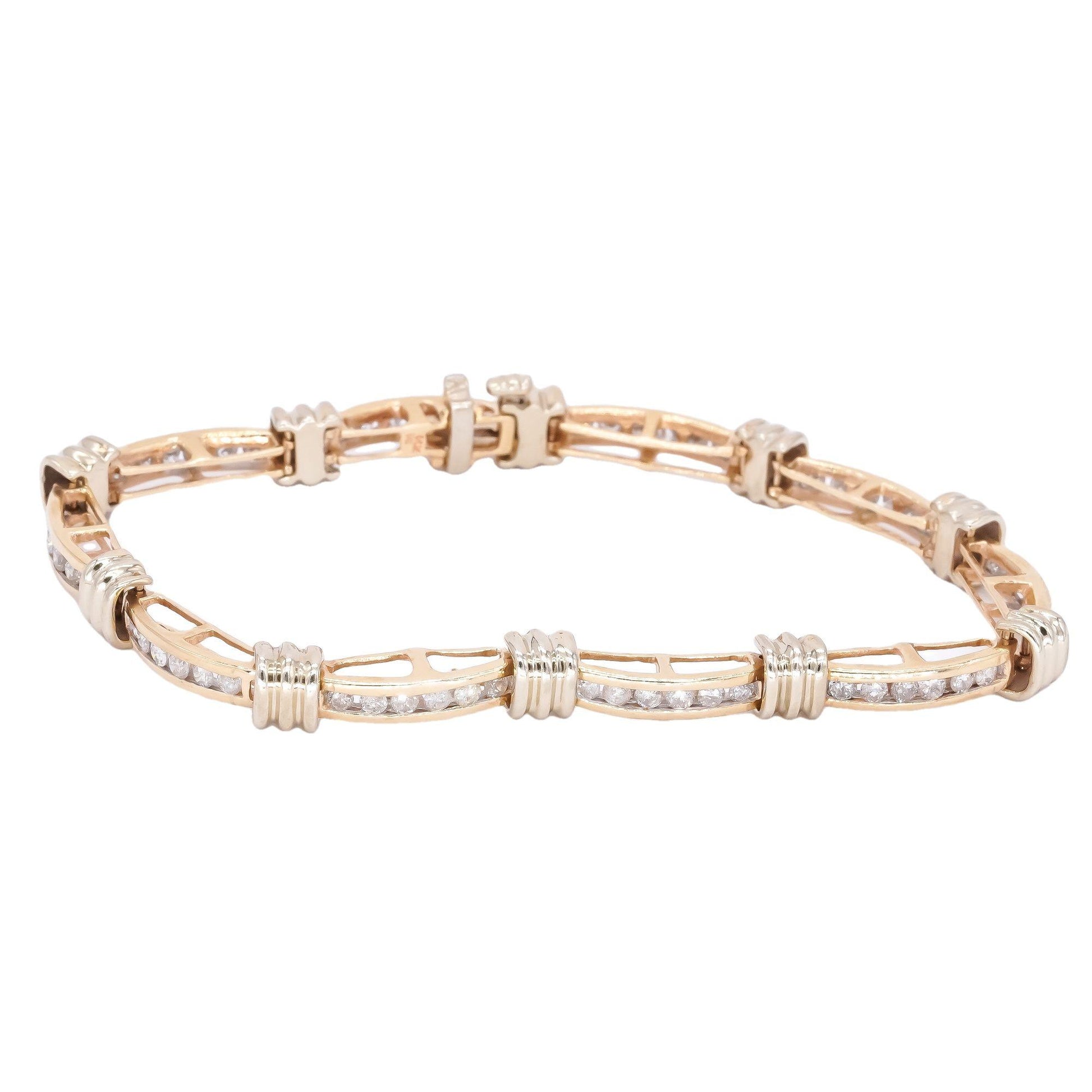 14k Yellow Gold Jewelry 1.85CT Diamond Channel Set Bar Tennis Bracelet