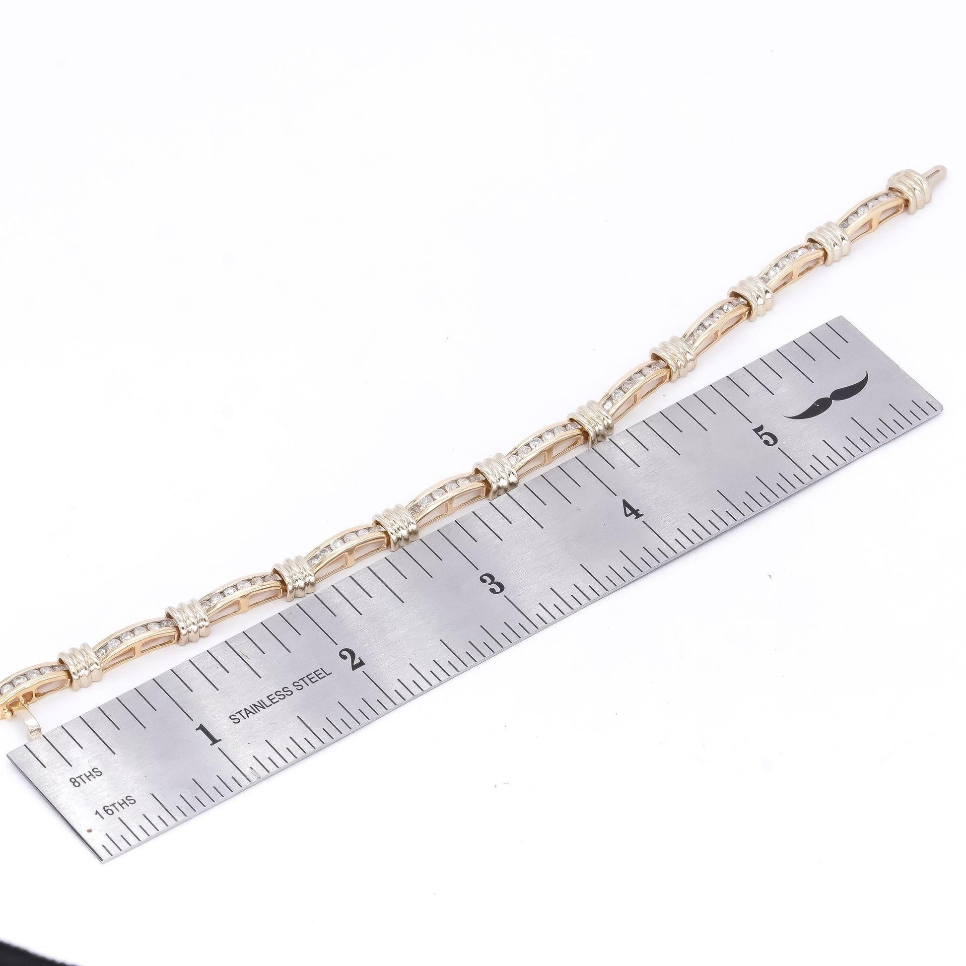 14k Yellow Gold Jewelry 1.85CT Diamond Channel Set Bar Tennis Bracelet