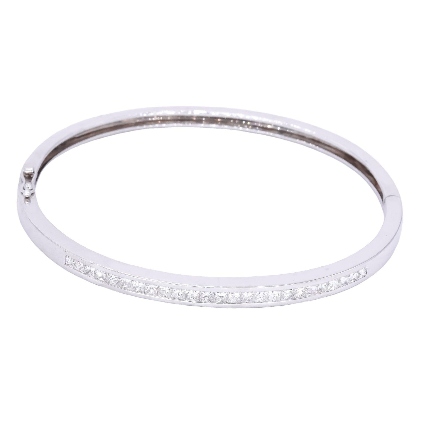 14k White Gold 1.75CT VS Princess Cut Diamond Bangle Bracelet