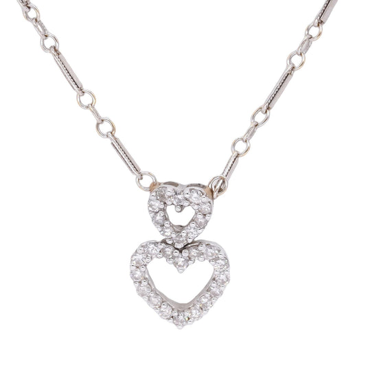 14k White Gold 0.52CT VS Diamond By The Yard Heart Pendant Necklace