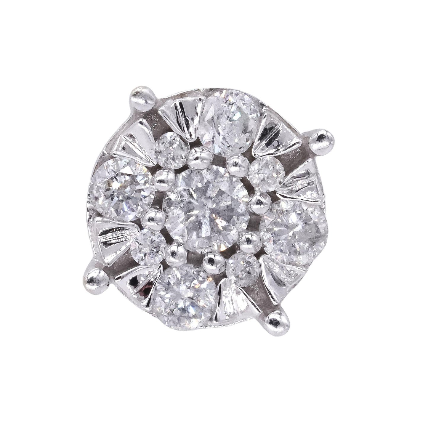 14k White Gold 0.70ct Diamond Cluster Stud Earrings