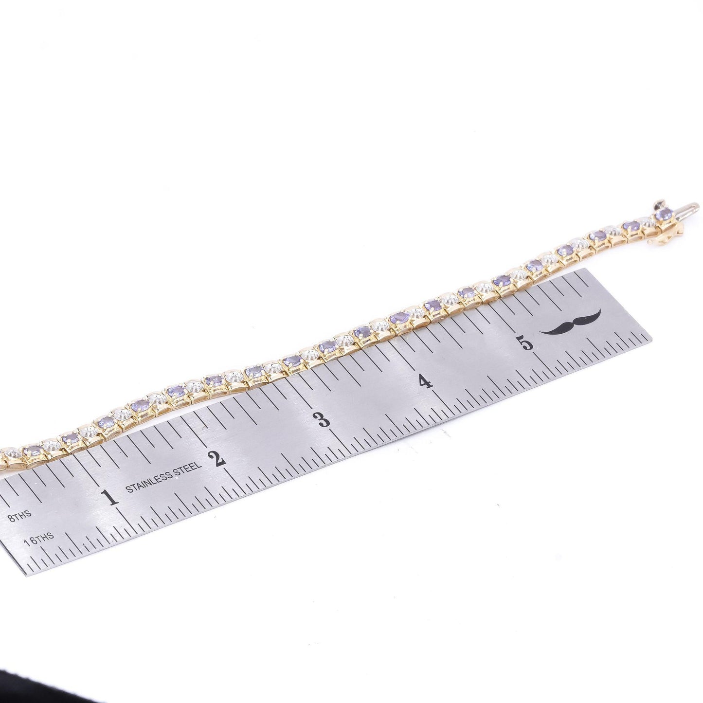 14k Yellow and White Gold 2.05CT Diamond and Tanzanite Fancy Tennis Bracelet