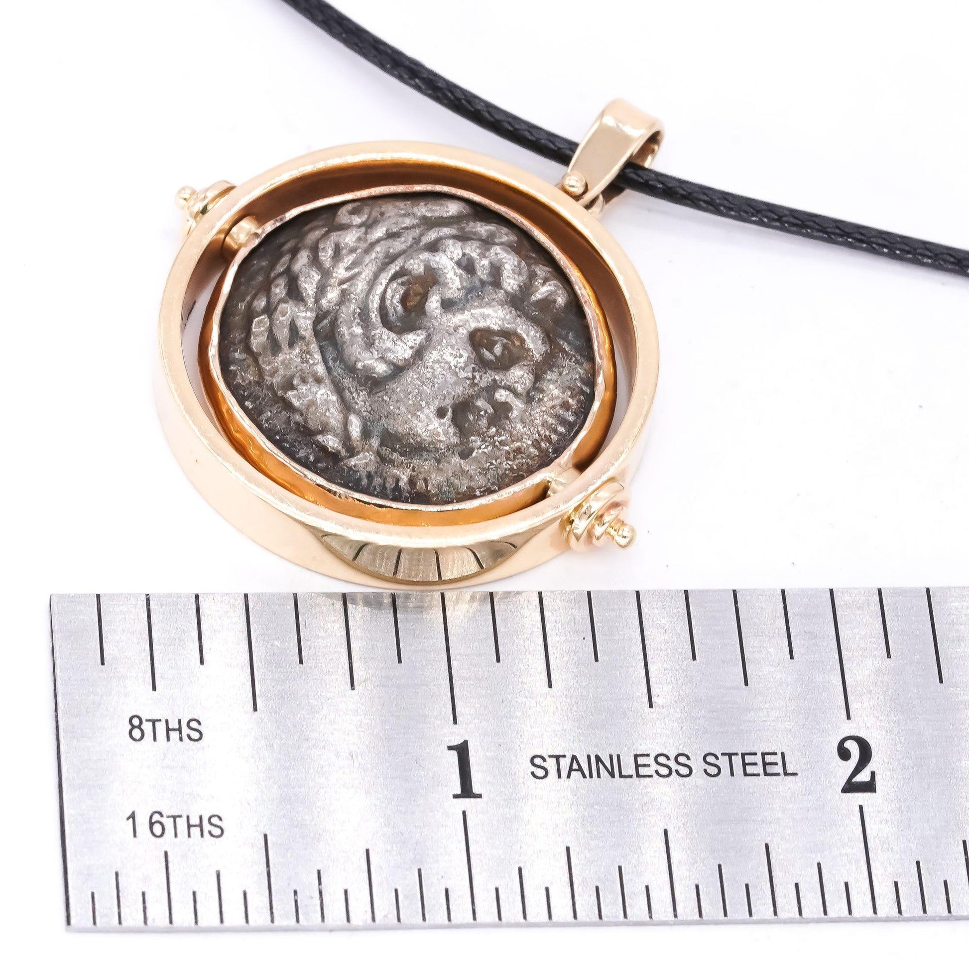 14k Gold and Silver Jumbo Greek Ancient Coin Pendant Necklace