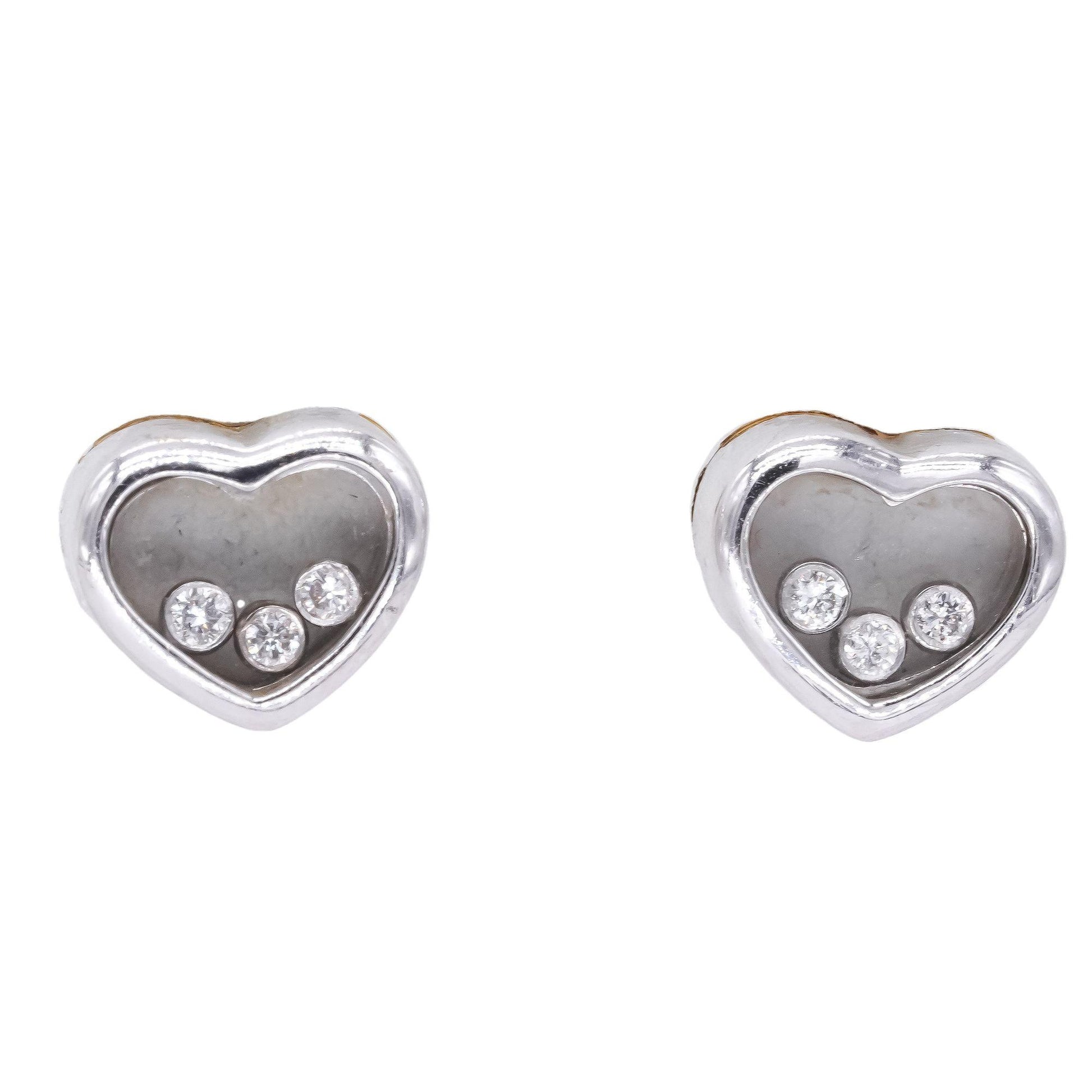 18k White Gold 0.18CT VS Diamond In Motion Heart Shaped Stud Earrings