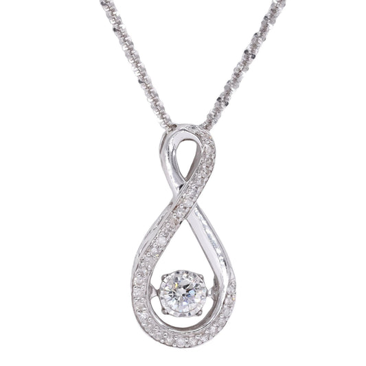 14k White Gold 0.30CT Diamond In Motion Infinity Pendant Necklace