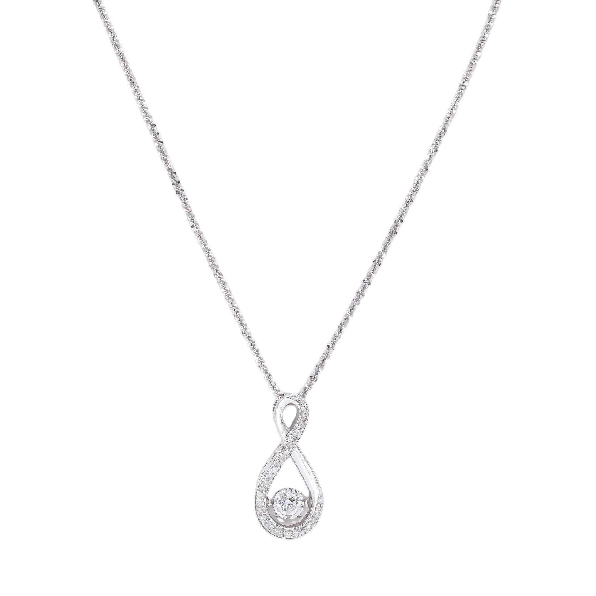 14k White Gold 0.30CT Diamond In Motion Infinity Pendant Necklace