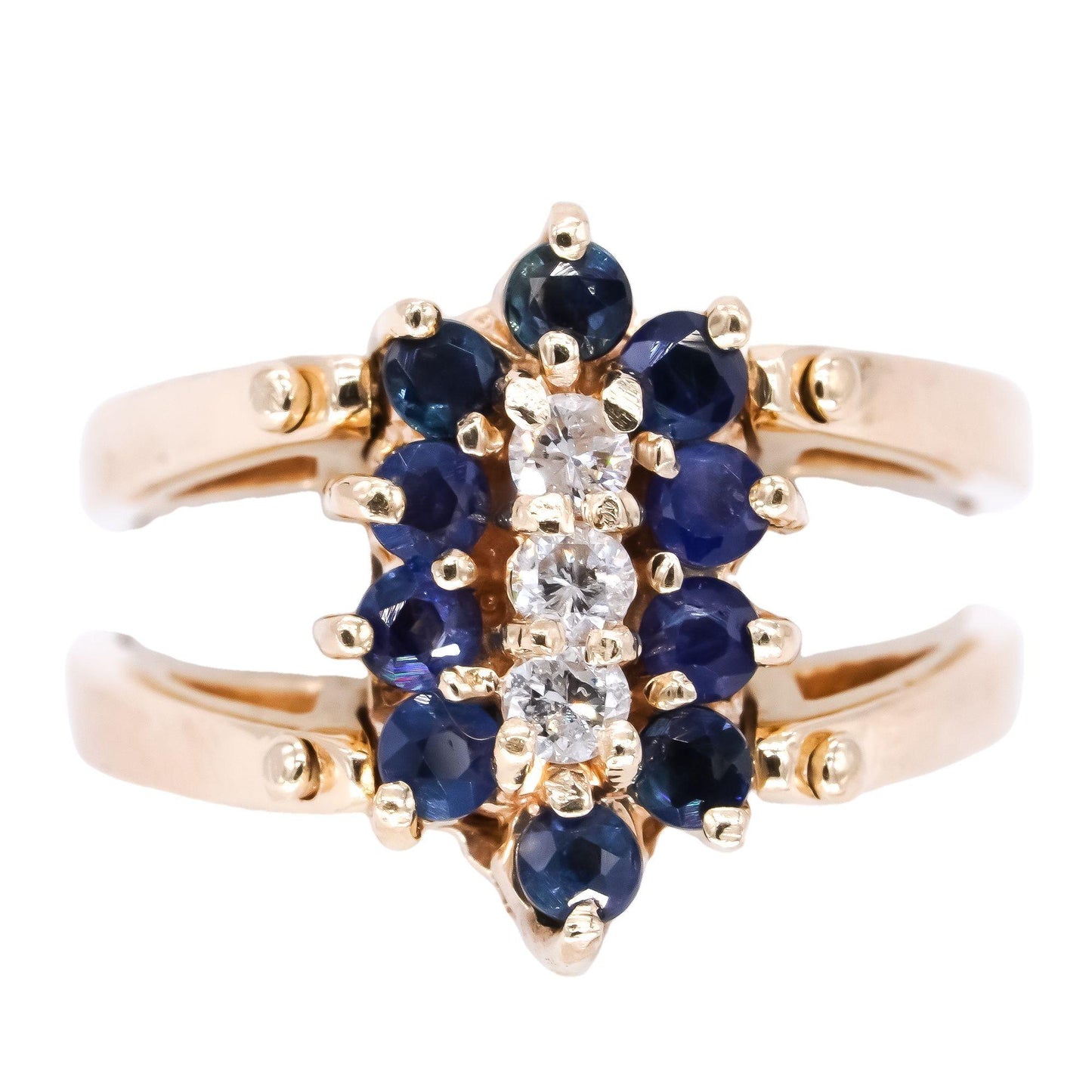 14k Yellow Gold 1.65ct Diamond Sapphire Garnet Convertible Retro Cocktail Ring