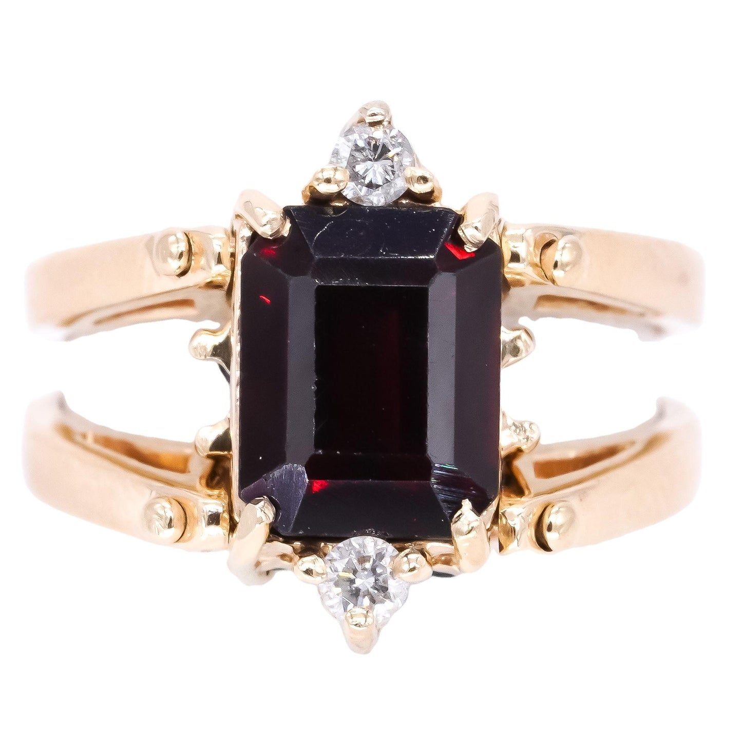 14k Yellow Gold 1.65ct Diamond Sapphire Garnet Convertible Retro Cocktail Ring