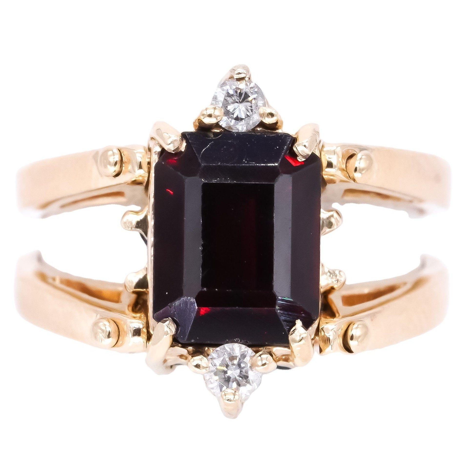 14k Yellow Gold 1.65ct Diamond Sapphire Garnet Convertible Retro Cocktail Ring