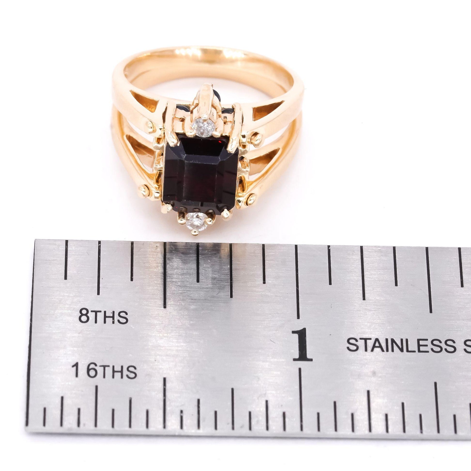 14k Yellow Gold 1.65ct Diamond Sapphire Garnet Convertible Retro Cocktail Ring