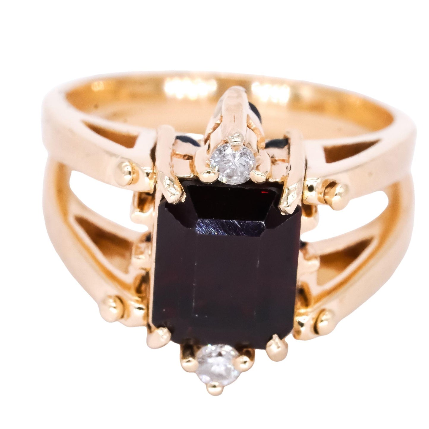 14k Yellow Gold 1.65ct Diamond Sapphire Garnet Convertible Retro Cocktail Ring