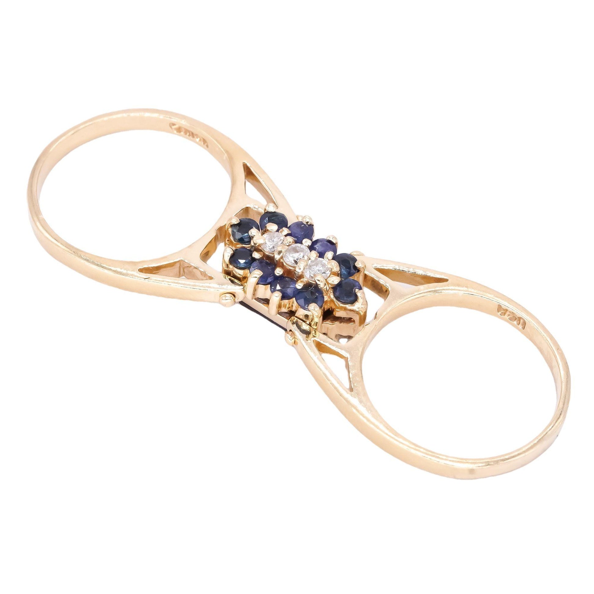 14k Yellow Gold 1.65ct Diamond Sapphire Garnet Convertible Retro Cocktail Ring