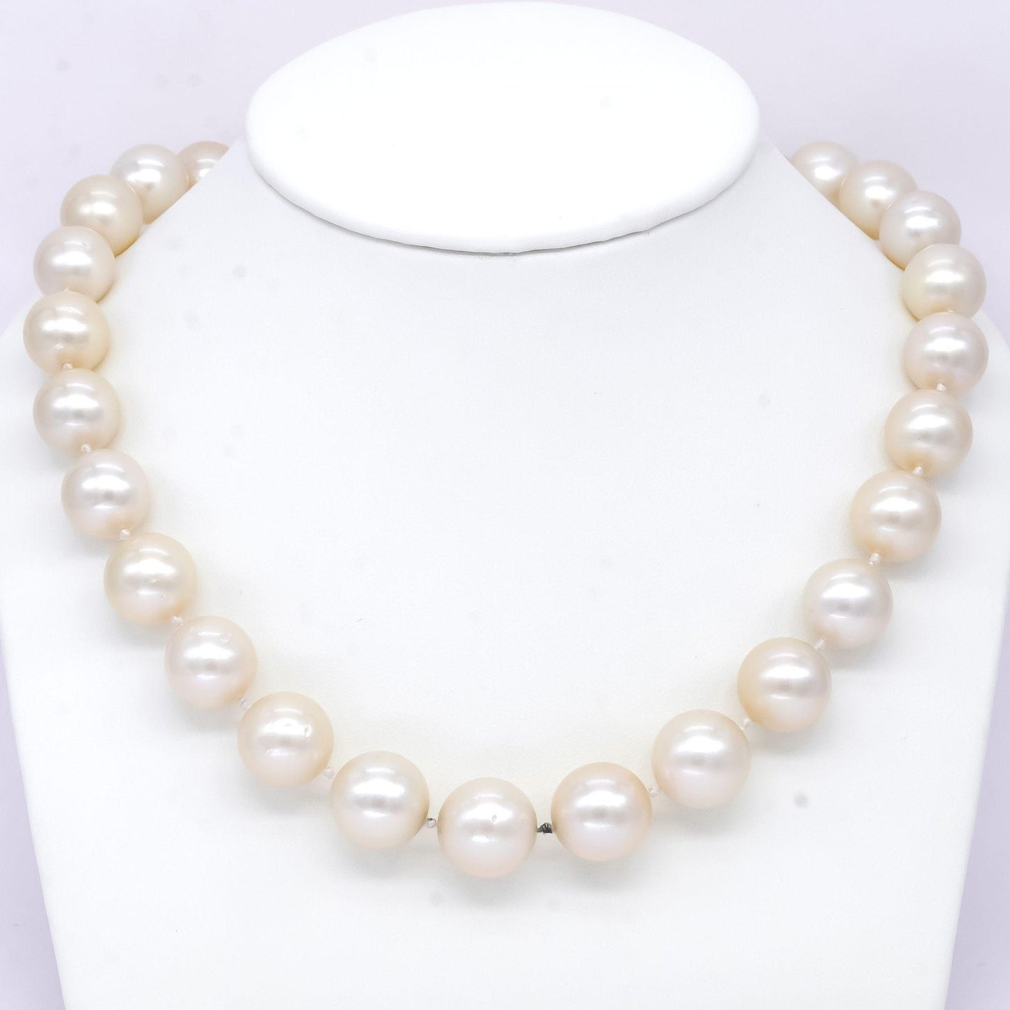 18k White Gold 0.10CT VS Diamond & 11.7 - 14.5mm South Sea Pearl Strand Necklace