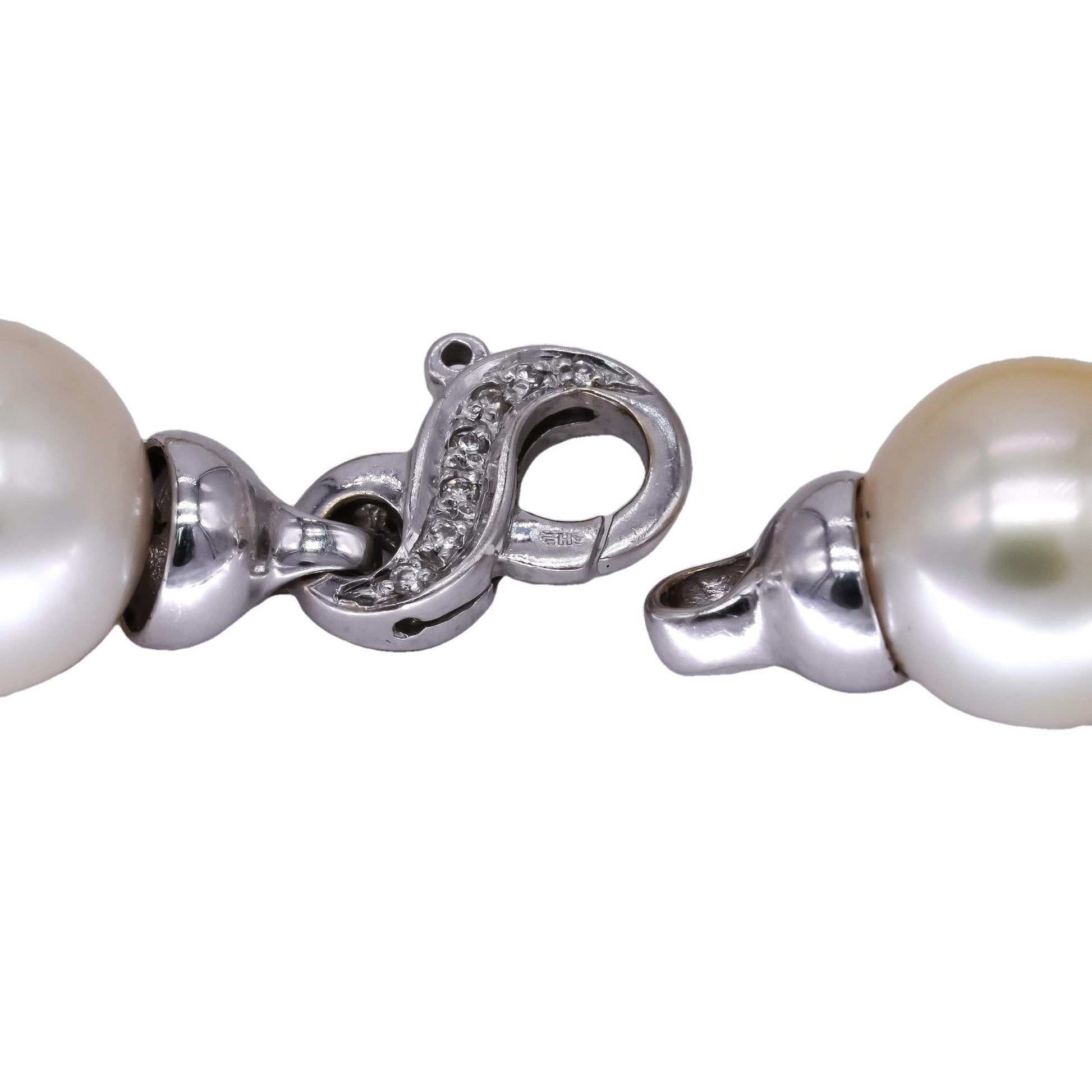 18k White Gold 0.10CT VS Diamond & 11.7 - 14.5mm South Sea Pearl Strand Necklace