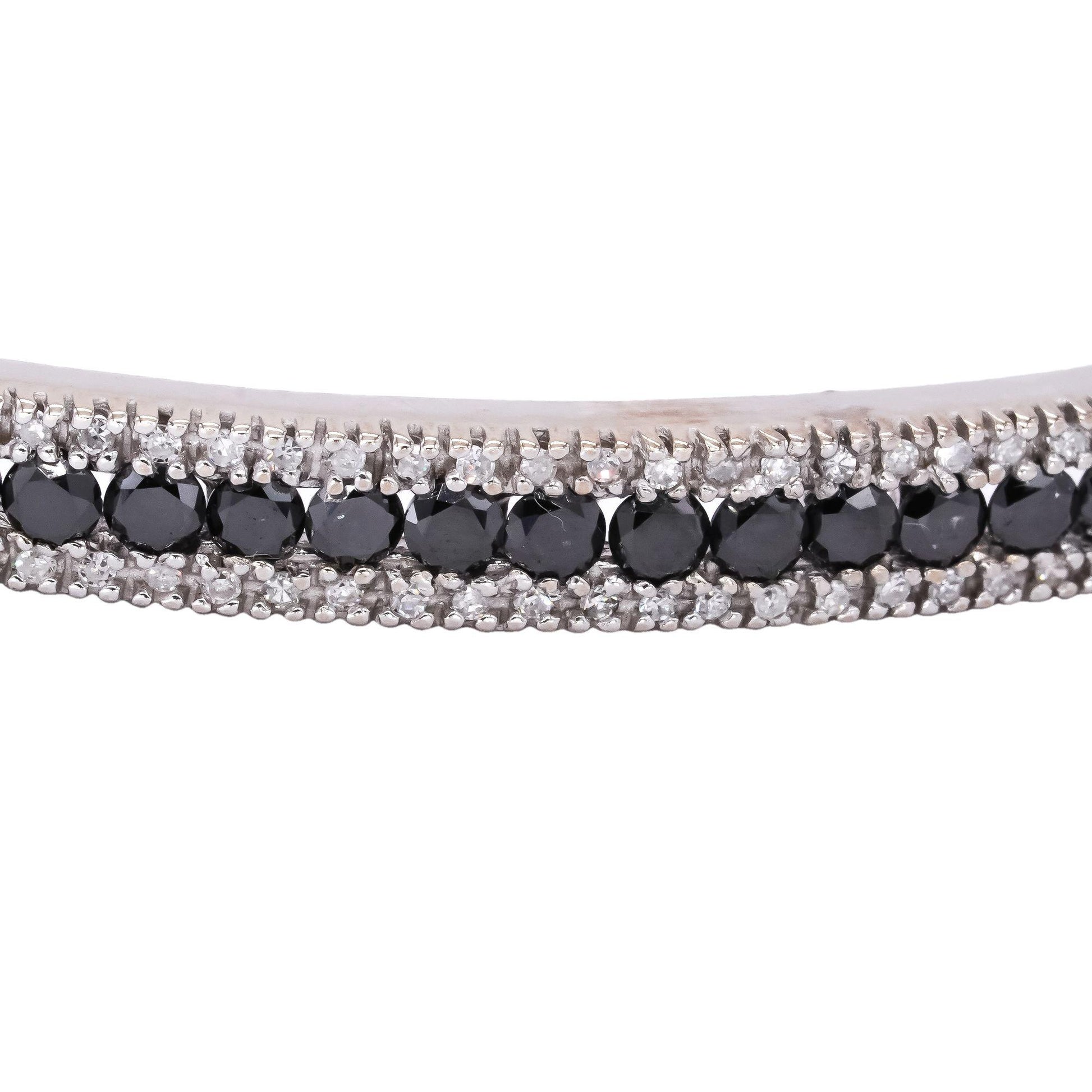 14k White Gold 2.0ct Black & White Diamond Bangle Bracelet