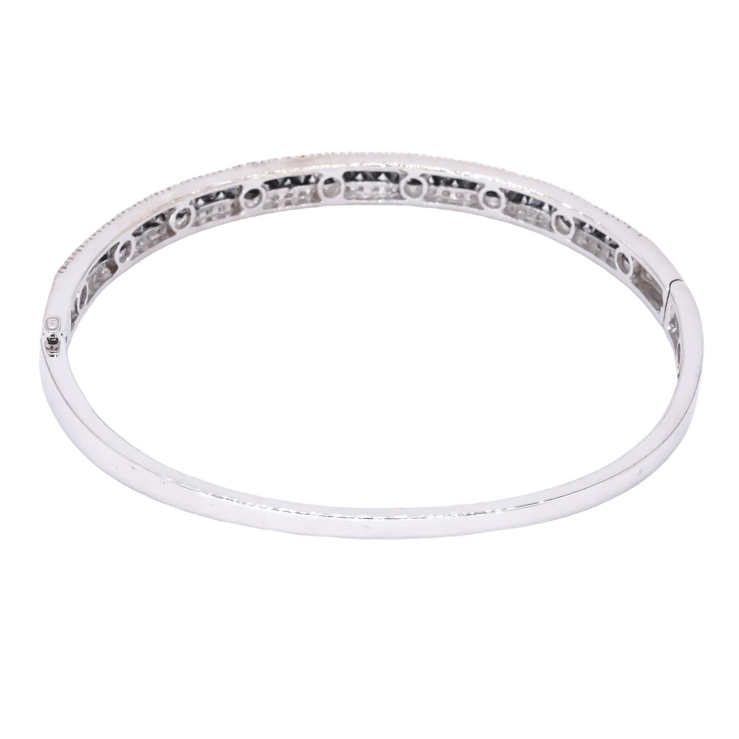 14k White Gold 2.0ct Black & White Diamond Bangle Bracelet