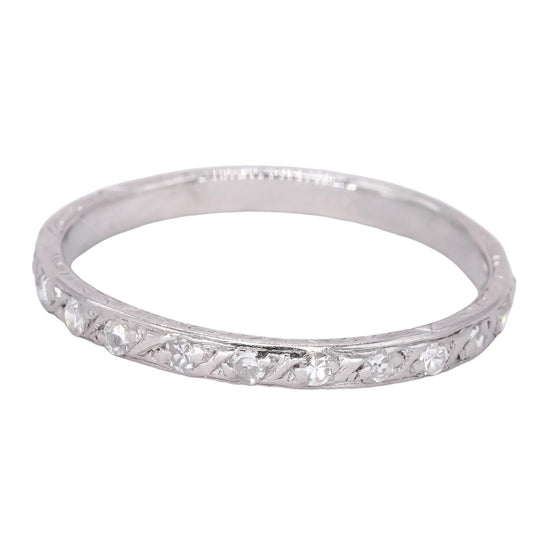 Antique Vintage Platinum 0.15CT Diamond Wedding Stackable Band Ring size 7.5