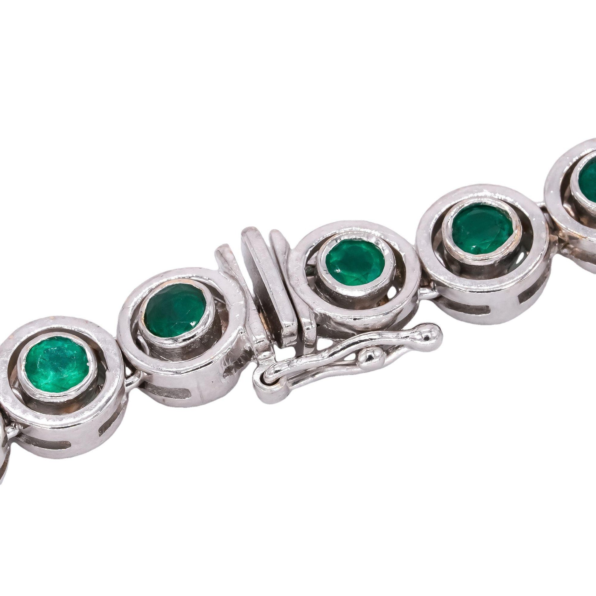 18k White Gold Jewelry 2.50CT Emerald Circle Link Bracelet