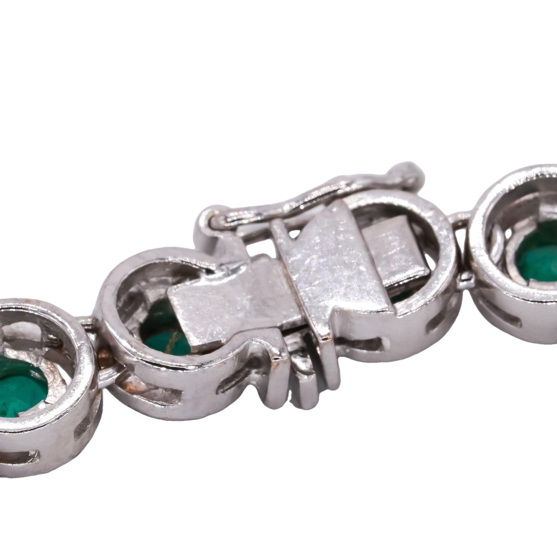 18k White Gold Jewelry 2.50CT Emerald Circle Link Bracelet