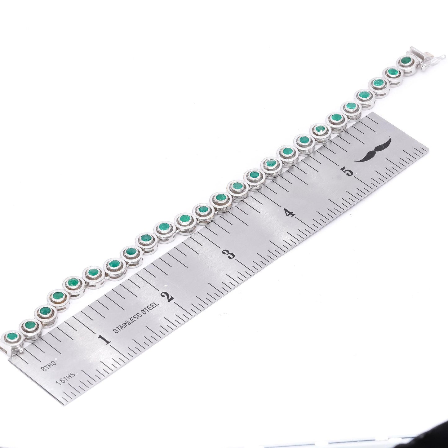 18k White Gold Jewelry 2.50CT Emerald Circle Link Bracelet