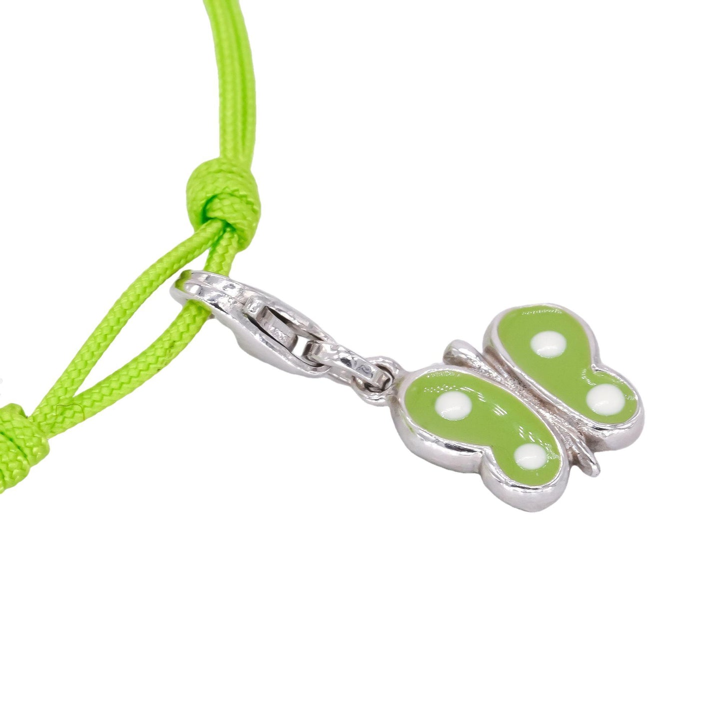 Sterling Silver Jewelry Green Enamel Butterfly Cord Bracelet