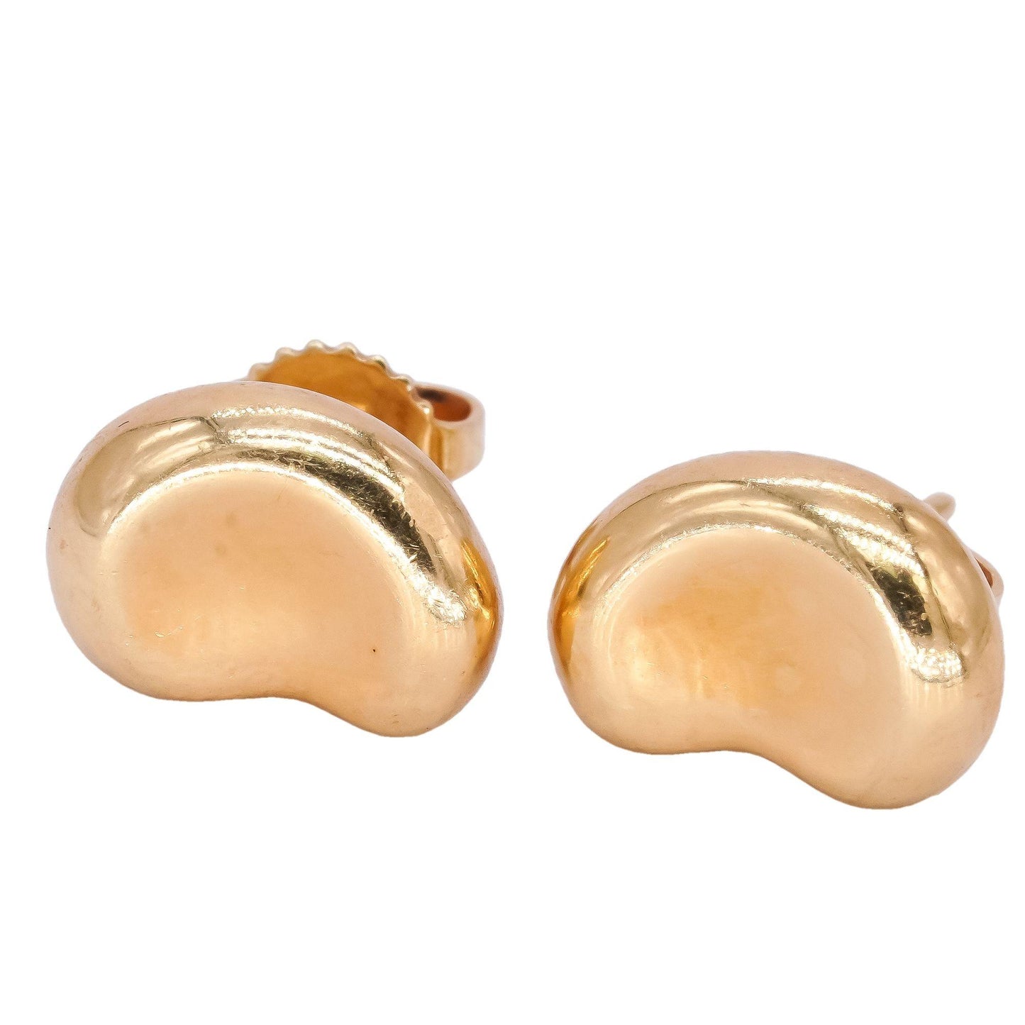 Tiffany and Co Peretti 18k Yellow Gold Bean Stud Earrings 1800 Retail Value