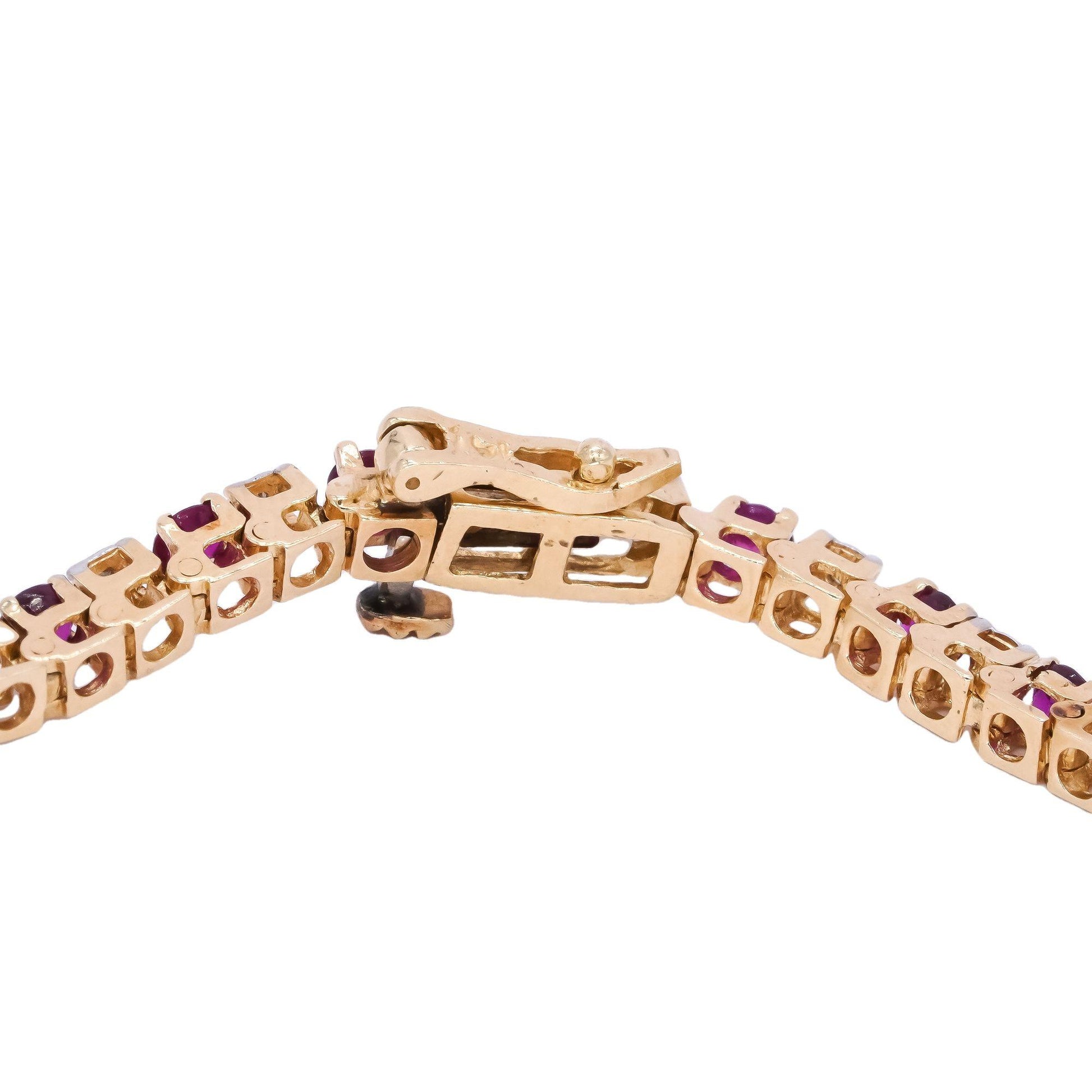 14k Yellow Gold Jewelry 1.83CT Diamond and Ruby Tennis Bracelet