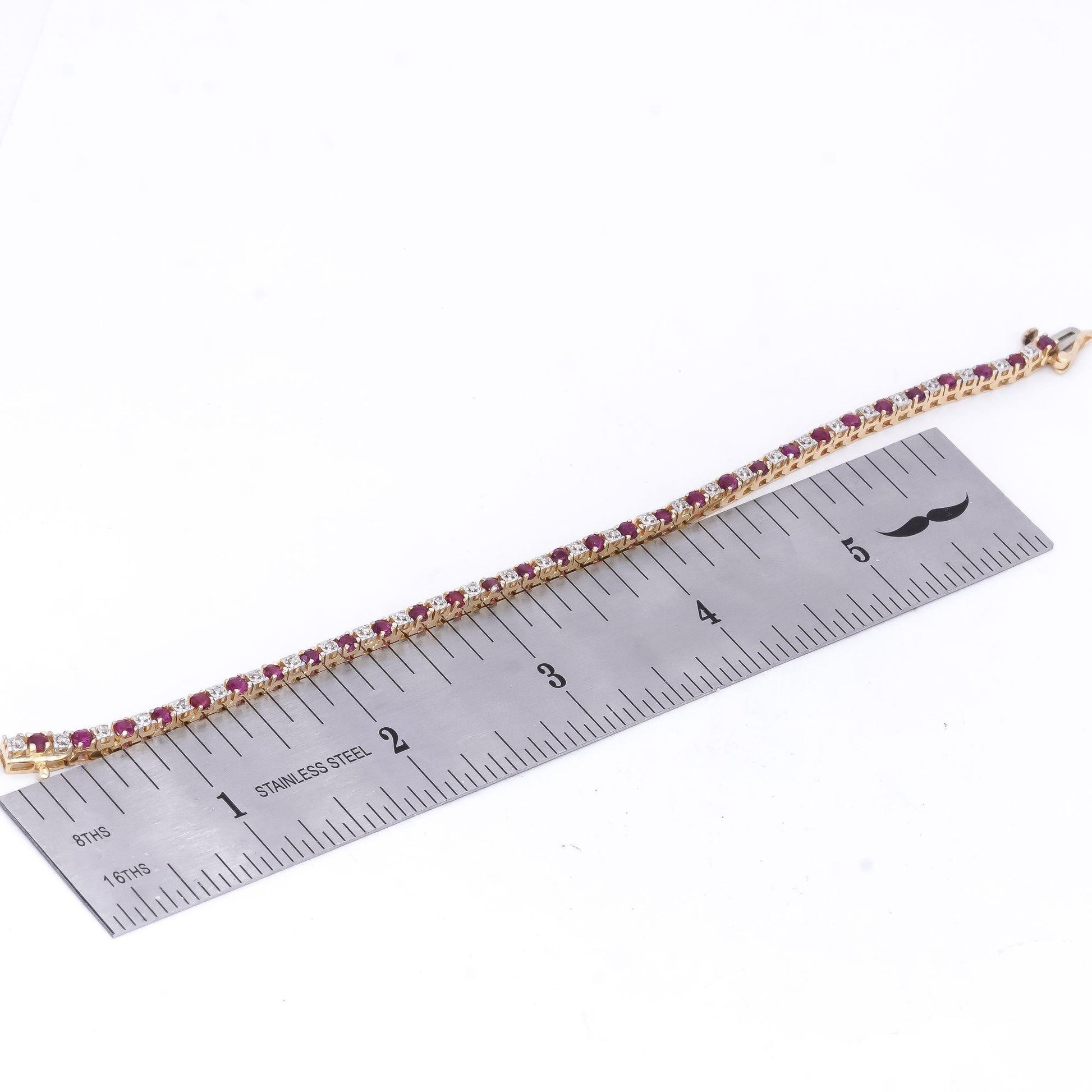 14k Yellow Gold Jewelry 1.83CT Diamond and Ruby Tennis Bracelet