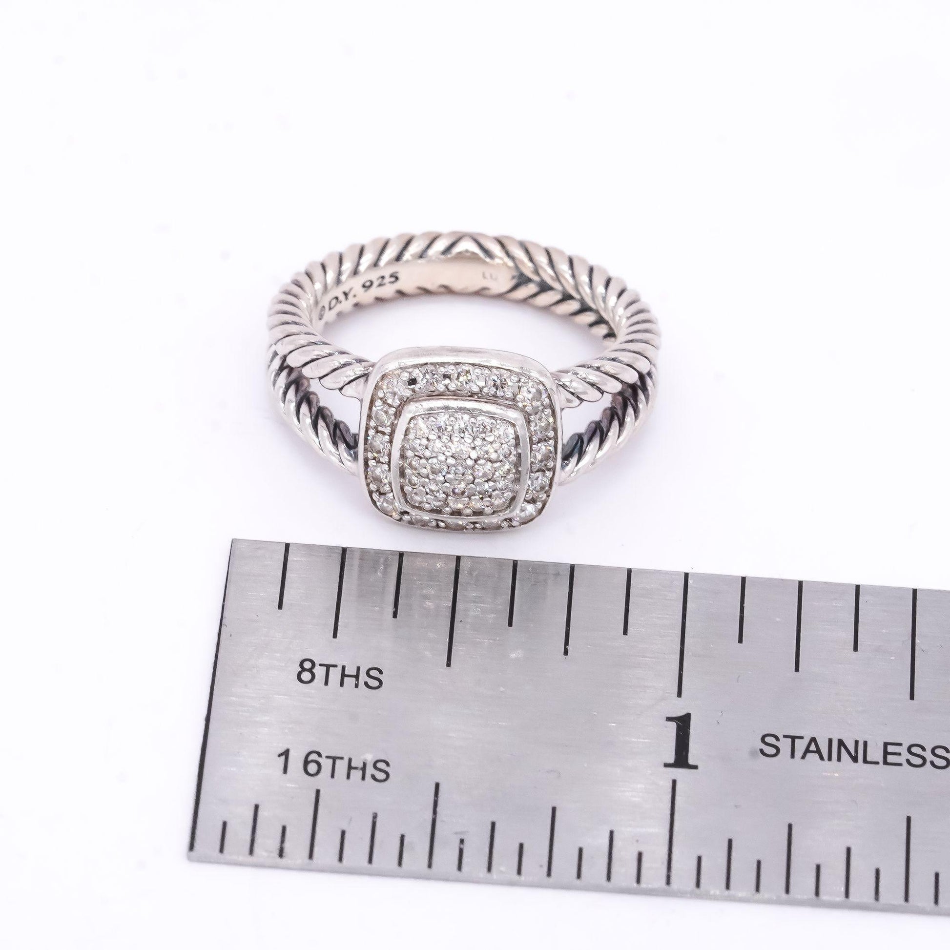 D. Yurman Sterling Silver 0.37CT VS Diamond Albion Cable Ring size 7 975 Retail