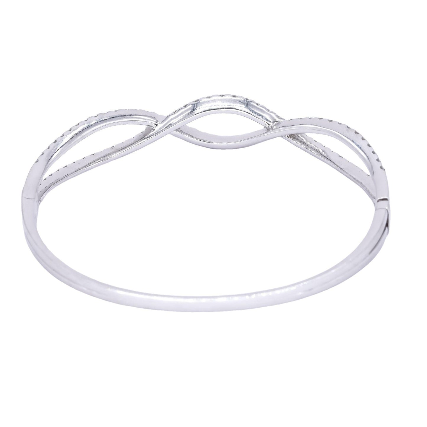 ODELIA 18k White Gold 3.0CT VS Diamond Infinity Crossover Bangle Bracelet