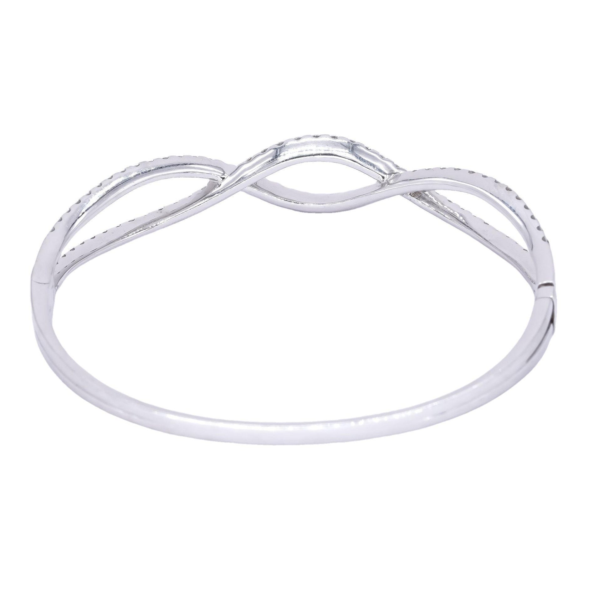 ODELIA 18k White Gold 3.0CT VS Diamond Infinity Crossover Bangle Bracelet