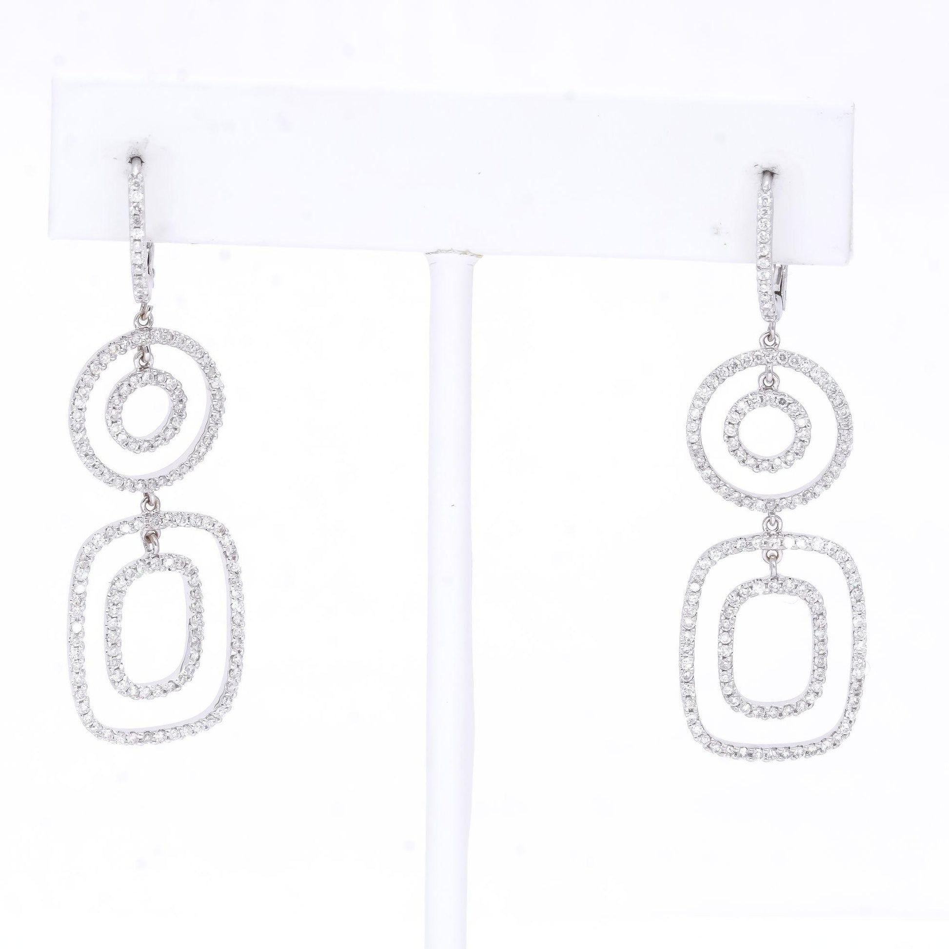 18k White Gold Jewelry 1.50CT Diamond Drop Dangle Formal Earrings