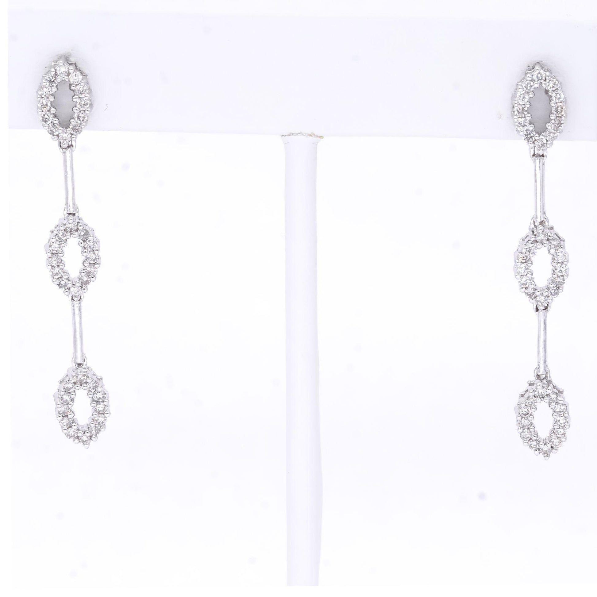 18k White Gold 1.0CT VS Diamond Oval Drop Dangle Stud Earrings