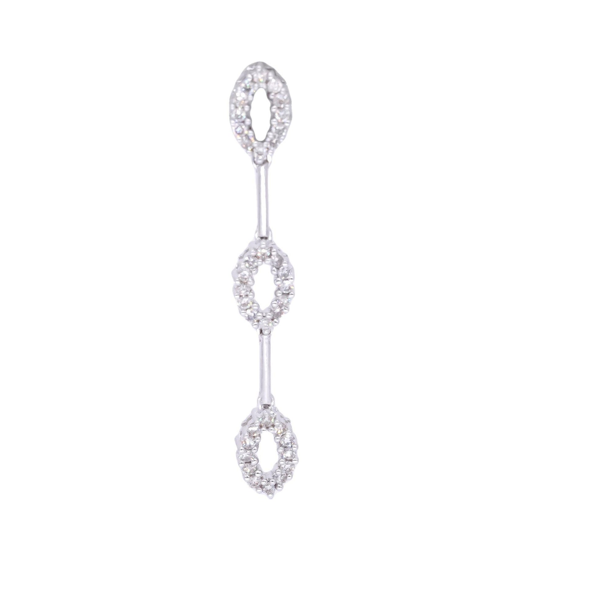 18k White Gold 1.0CT VS Diamond Oval Drop Dangle Stud Earrings