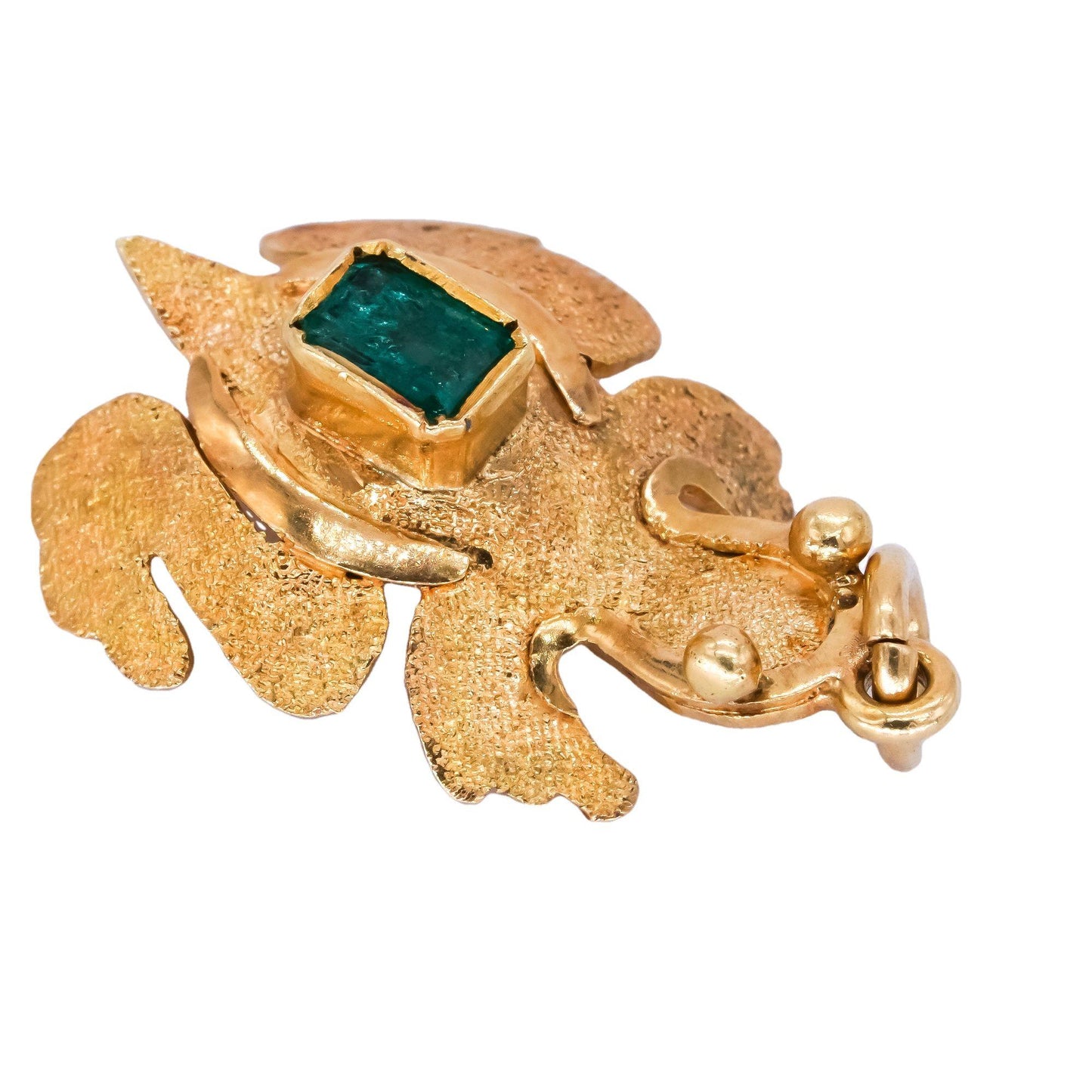 18k Yellow Gold Jewelry 0.25CT Emerald Turtle Charm Pendant