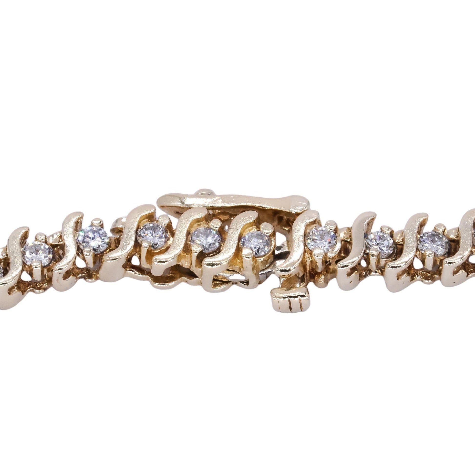 14k Yellow Gold 2.0CT VS Diamond S Link Tennis Formal Bracelet