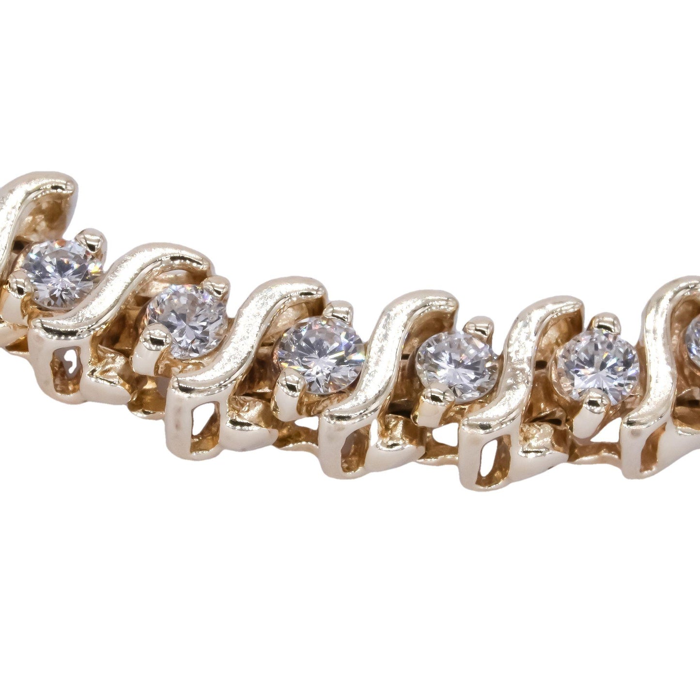 14k Yellow Gold 2.0CT VS Diamond S Link Tennis Formal Bracelet