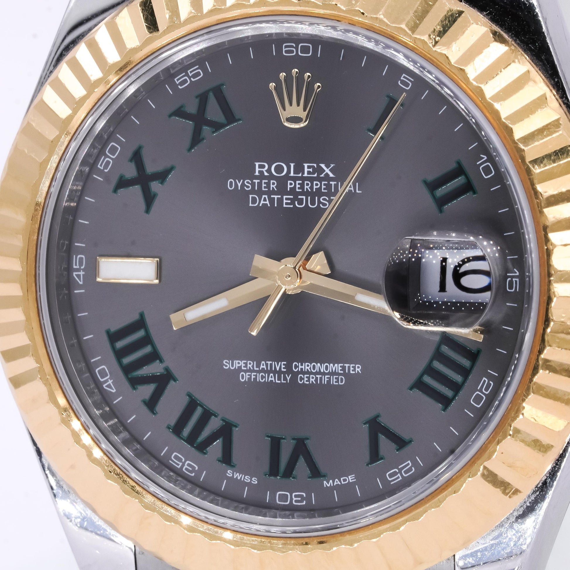 Rolex Datejust II 41mm 116333 Two Tone Wimbledon Dial Watch w/ Papers